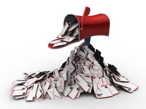 an inbox full of mail envelopes, clipping path included