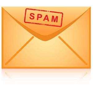 Envelope icon inscription spam vector.